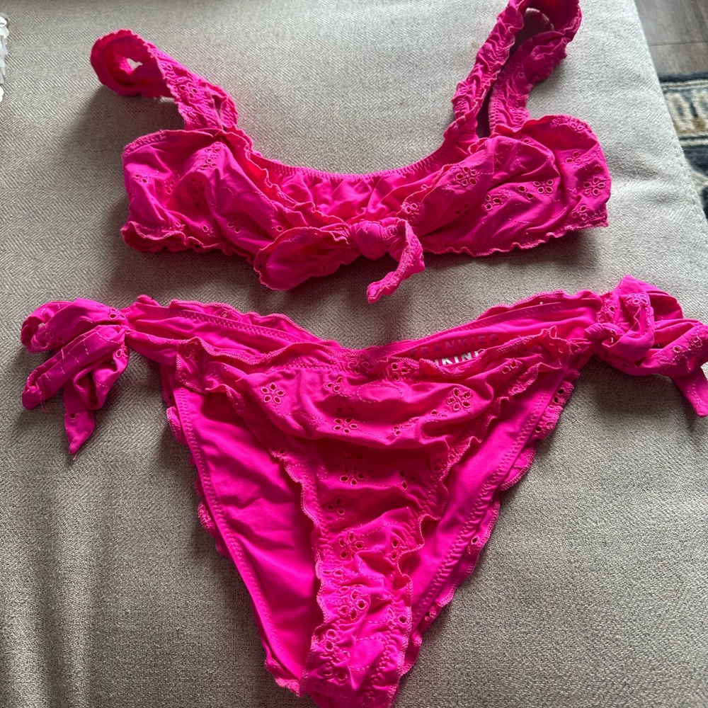 Frankie’s Bikinis Hot Pink Eyelette Set